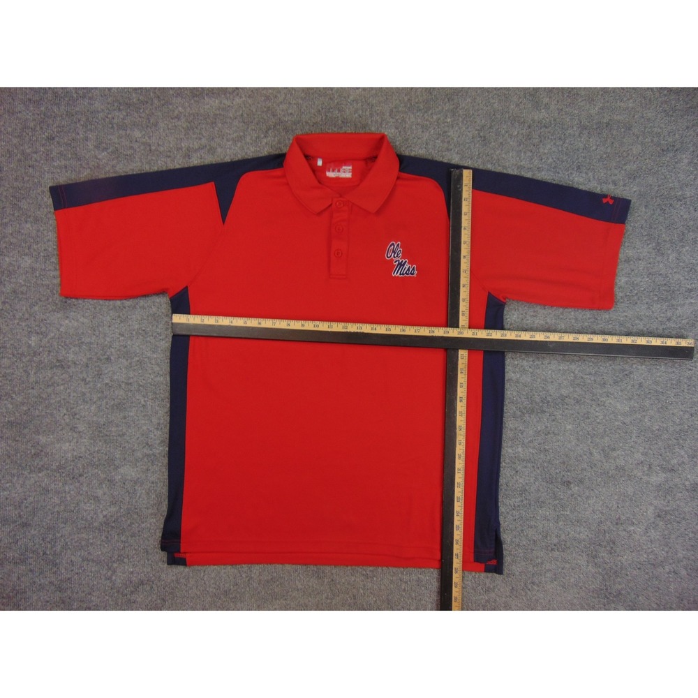 Ole Miss Polo Shirt Mens Large  Red Navy Blue Under‎ Armour HeatGear Golf - Picture 4 of 9